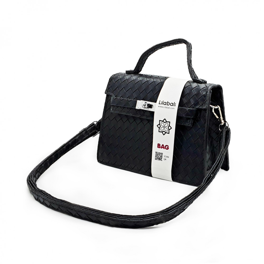 Black Pattern Casual Lock Handbag