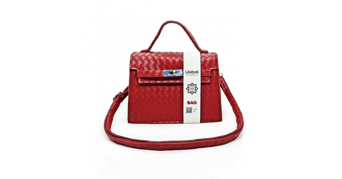 Maroon Pattern Casual Lock Handbag