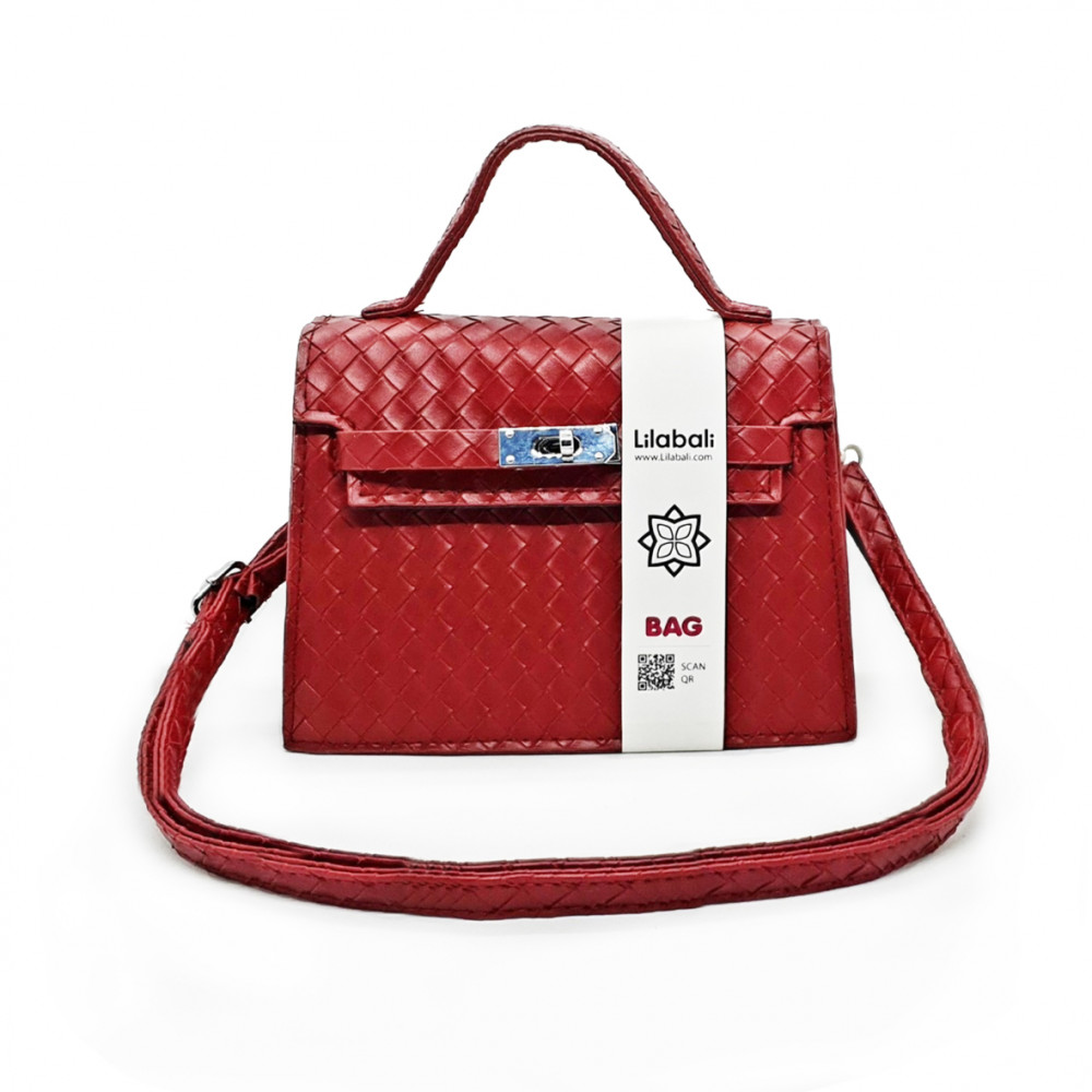 Maroon Pattern Casual Lock Handbag