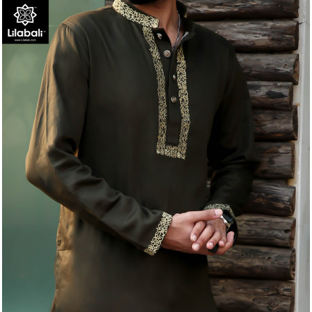 Green Panjabi With Embroidery