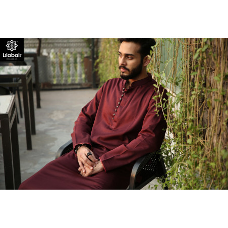 Maroon Panjabi With Buttons