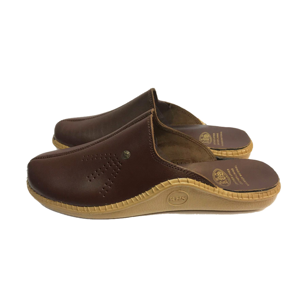 Brown Leather Mules Shoes