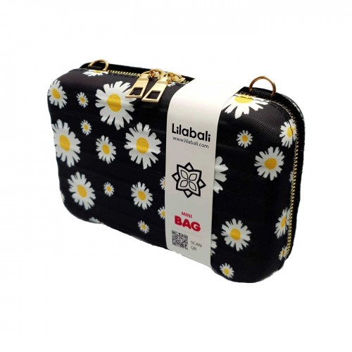 Black Daisy Flower Cross Body Bag
