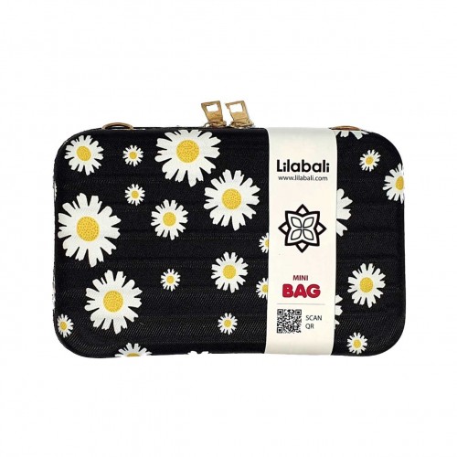 Black Daisy Flower Cross Body Bag