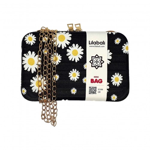 Black Daisy Flower Cross Body Bag