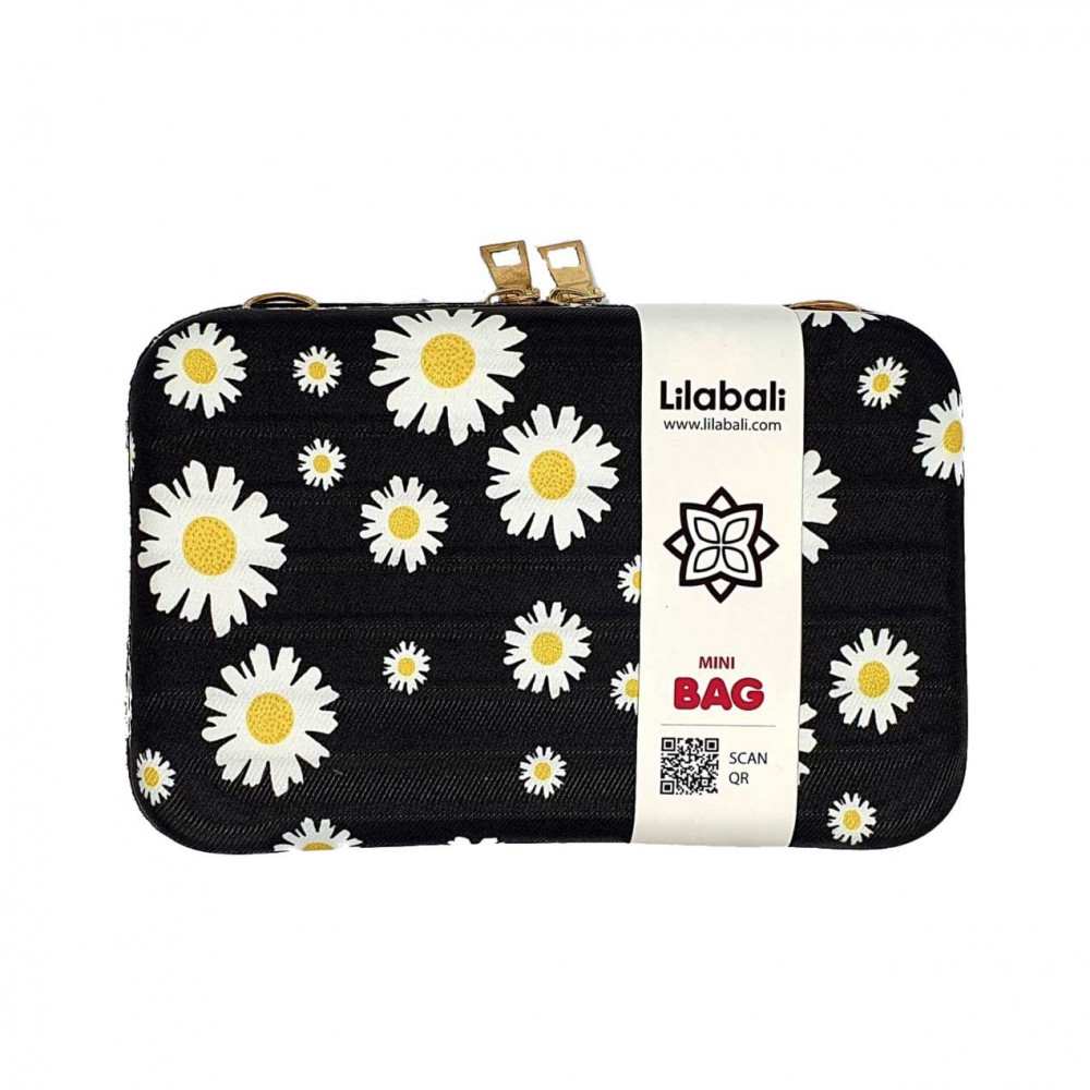 Black Daisy Flower Cross Body Bag