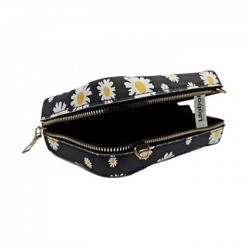 Black Daisy Flower Cross Body Bag