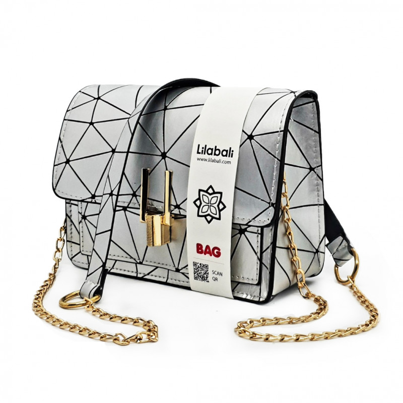 Silver Pattern Cross body Bag
