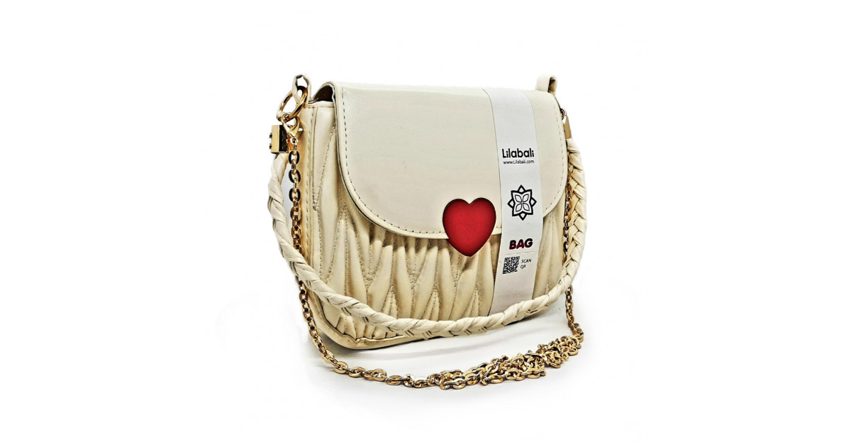 Love Hasp Shoulder Handbags - Cream