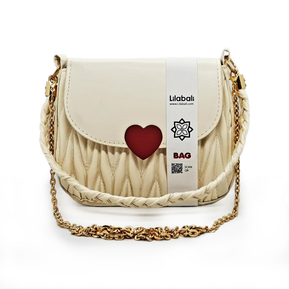Love Hasp Shoulder Handbags - Cream