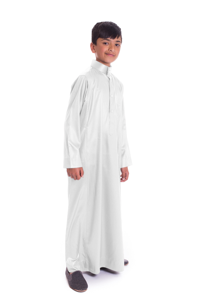 Boys White Collared Thobe