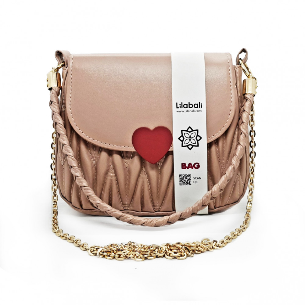 Love Hasp Shoulder Handbag - Peach