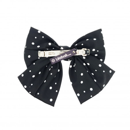 Black Polka Dot Bow Hair Clip Large