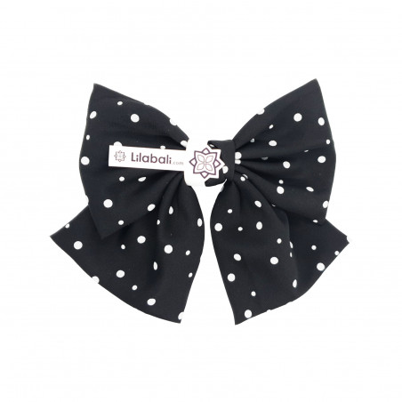 Black Polka Dot Bow Hair Clip Large