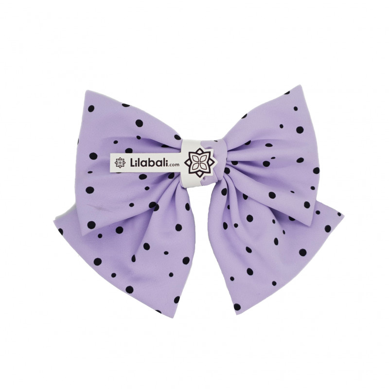 Blue Polka Dot Bow Hair Clip Large