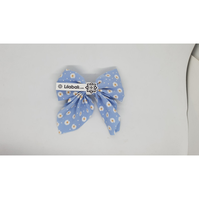 Blue Sunflower Bow Hairclip Small