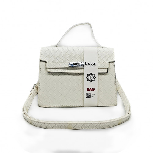 White Pattern Casual Lock Handbag