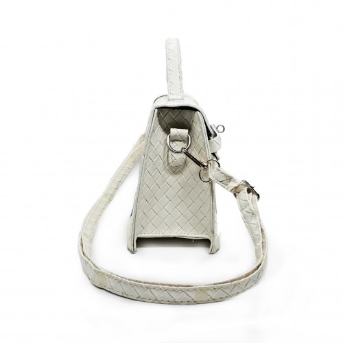 White Pattern Casual Lock Handbag