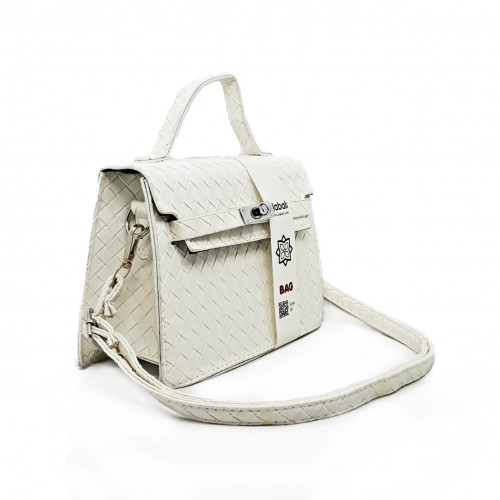 White Pattern Casual Lock Handbag