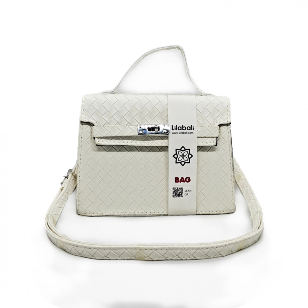 White Pattern Casual Lock Handbag