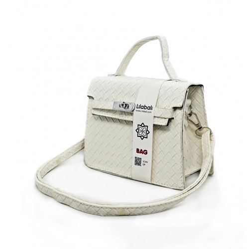 White Pattern Casual Lock Handbag