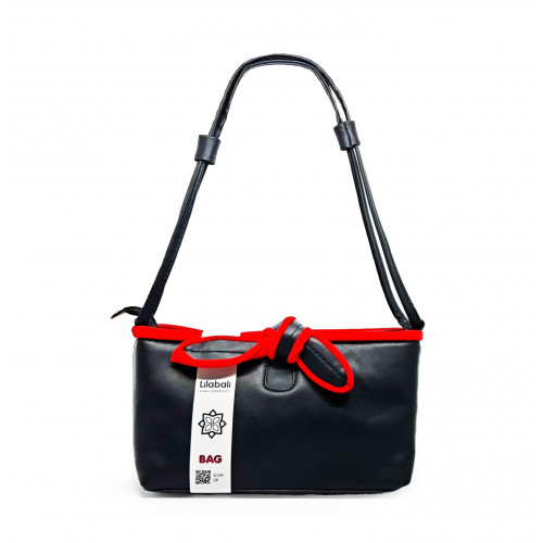 Black Splicing Color Bow Design Shoulder Bag