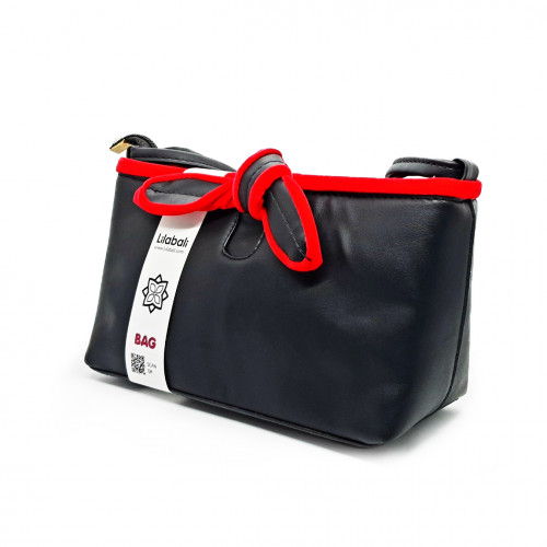 Black Splicing Color Bow Design Shoulder Bag