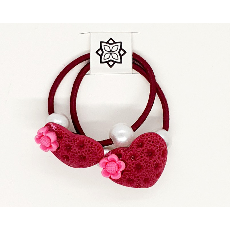 Maroon - 2 X HeartShape Hair Band