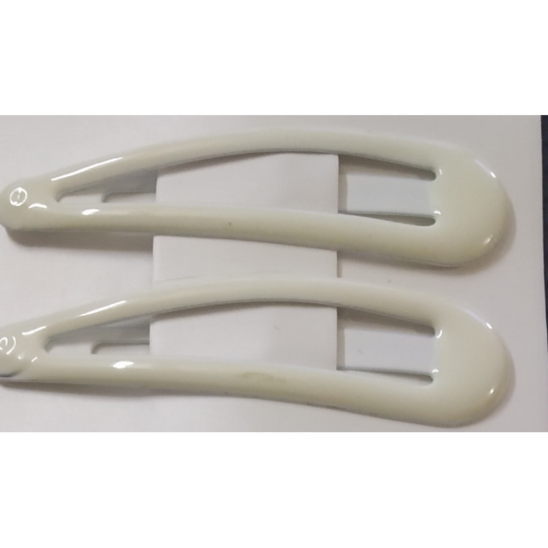 2 x White Snap Hair Clips