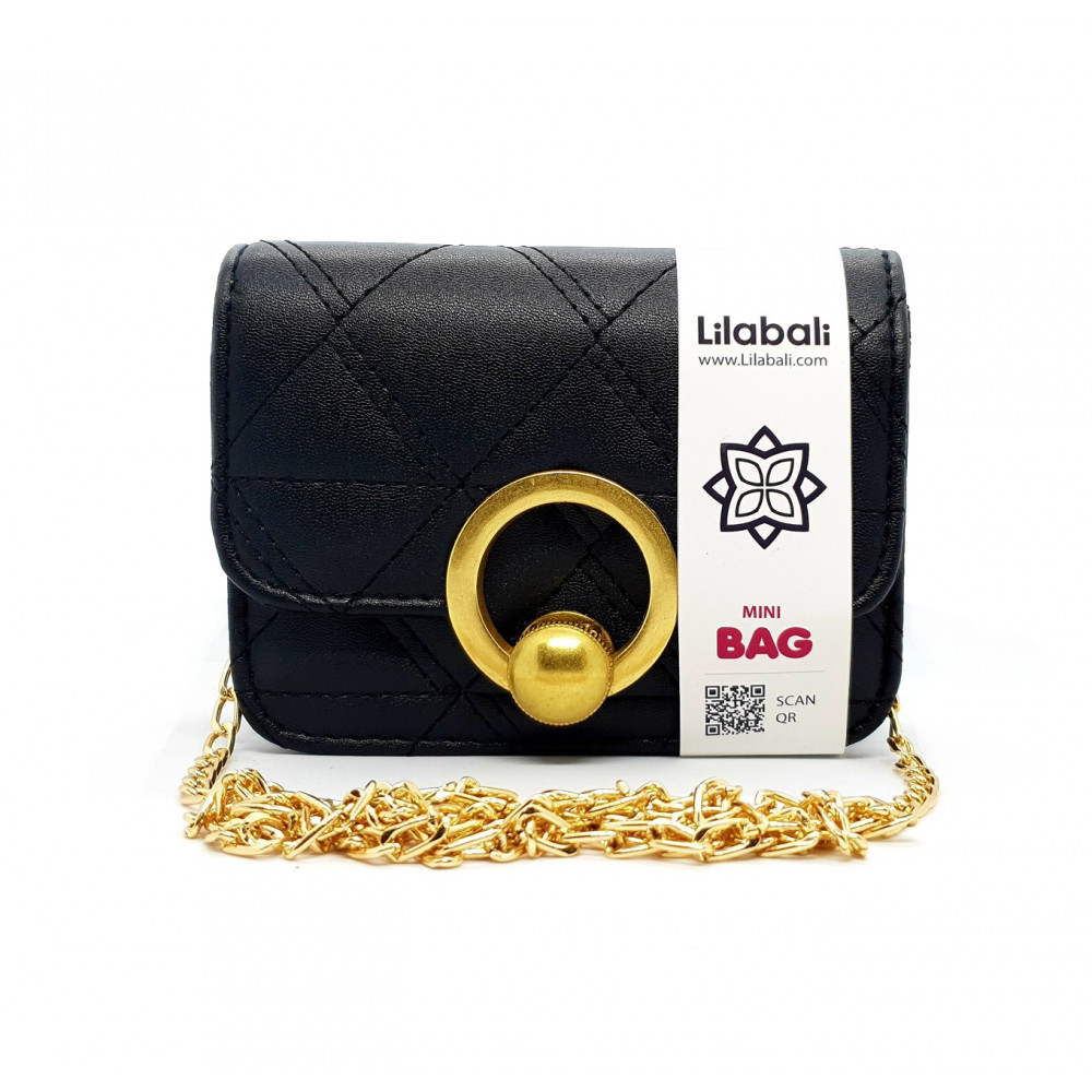 PU Leather Solid Color Flap Purse Small Crossbody Bag -Black