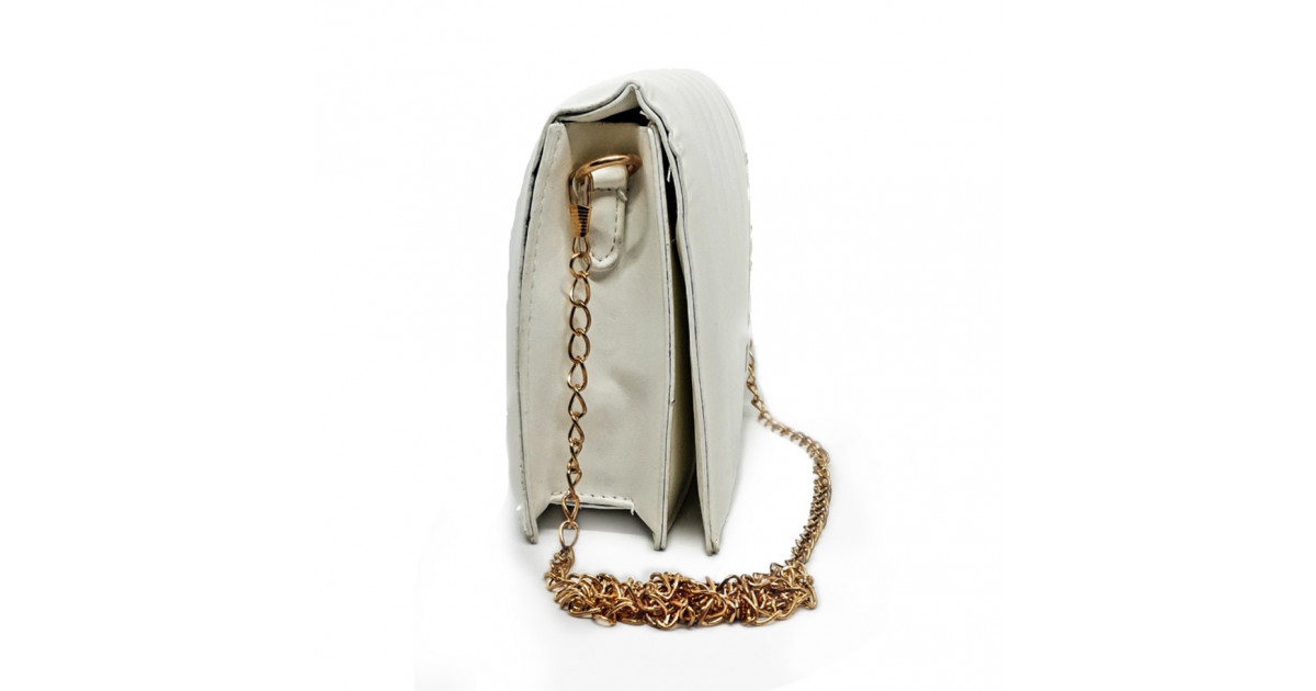 Stripe Pattern Shoulder Crossbody Bag - White