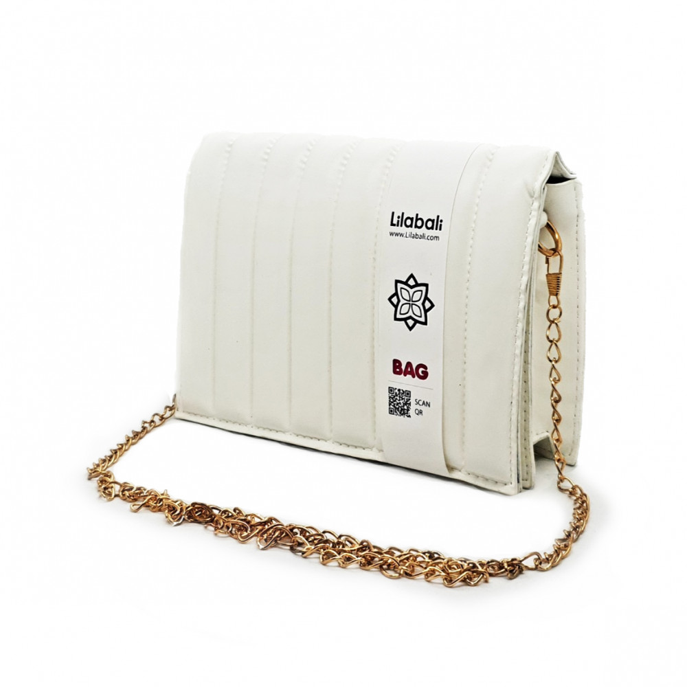 Stripe Pattern Shoulder Crossbody Bag - White