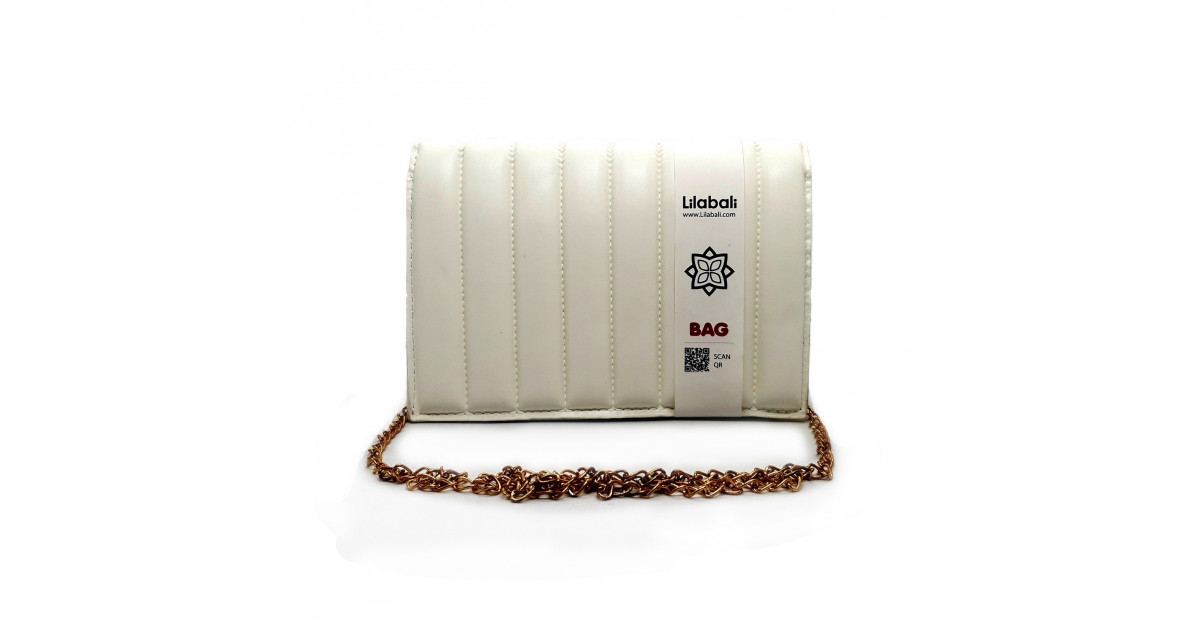 Stripe Pattern Shoulder Crossbody Bag - White