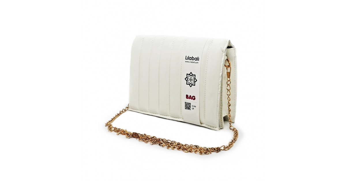 Stripe Pattern Shoulder Crossbody Bag - White
