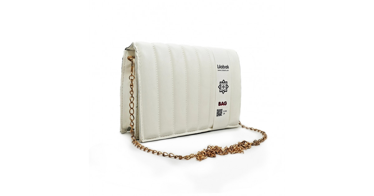 Stripe Pattern Shoulder Crossbody Bag - White