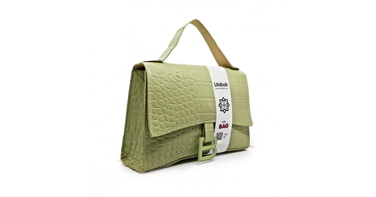 Crocodile Embossed Portable Crossbody Bag - Olive