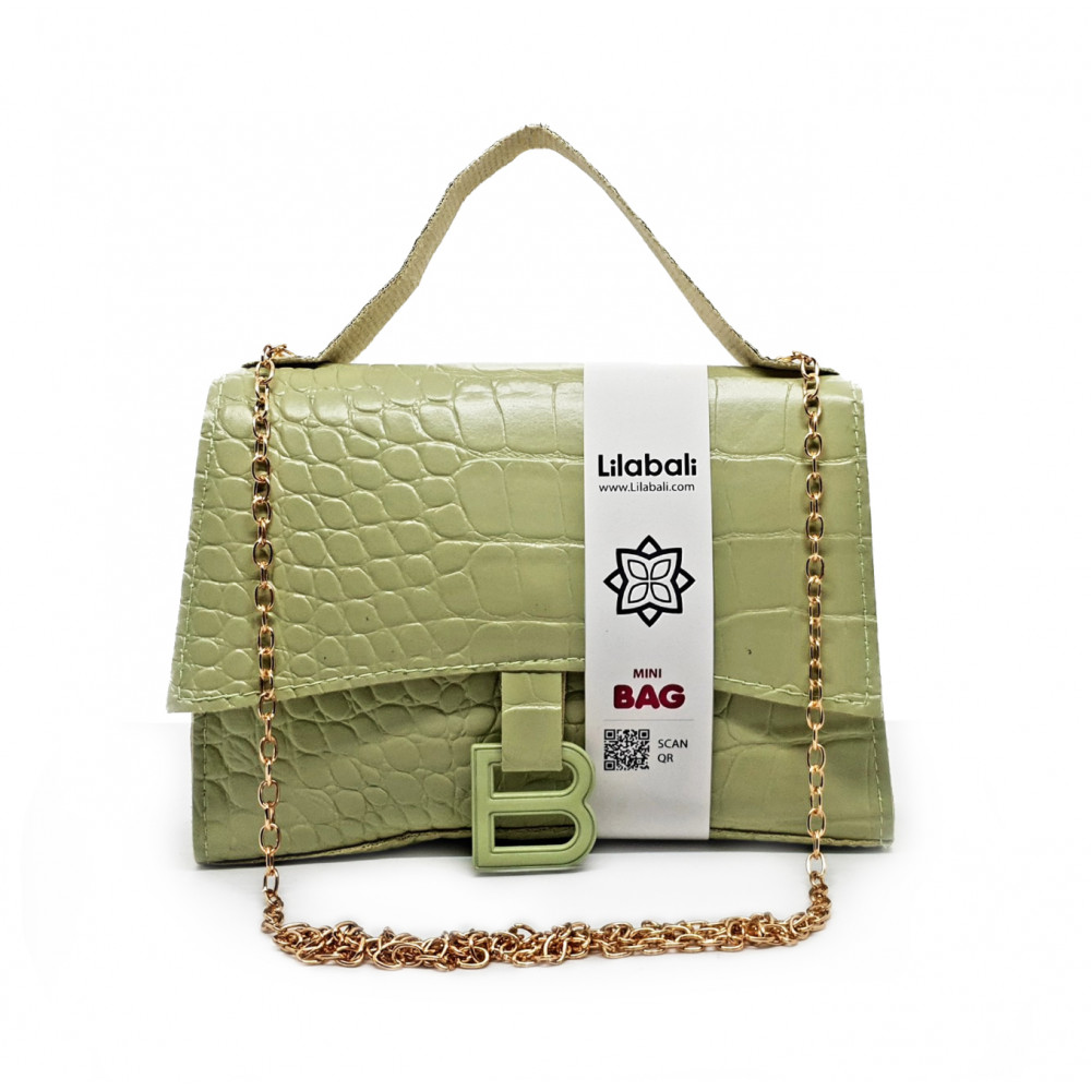 Crocodile Embossed Portable Crossbody Bag - Olive