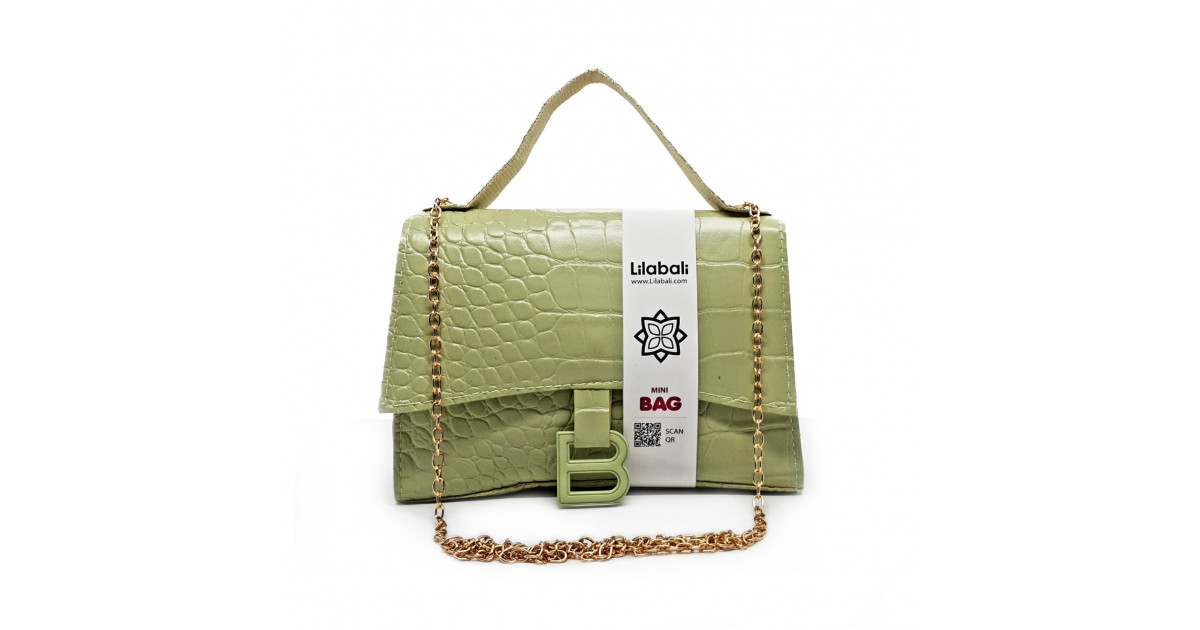 Crocodile Embossed Portable Crossbody Bag - Olive