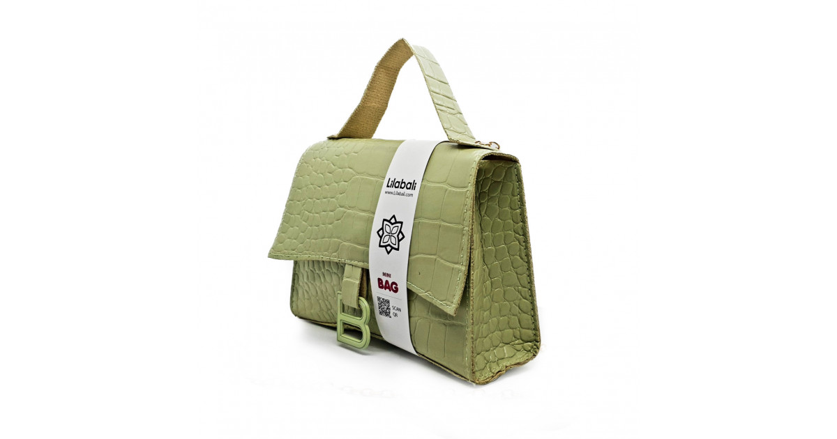 Crocodile Embossed Portable Crossbody Bag - Olive