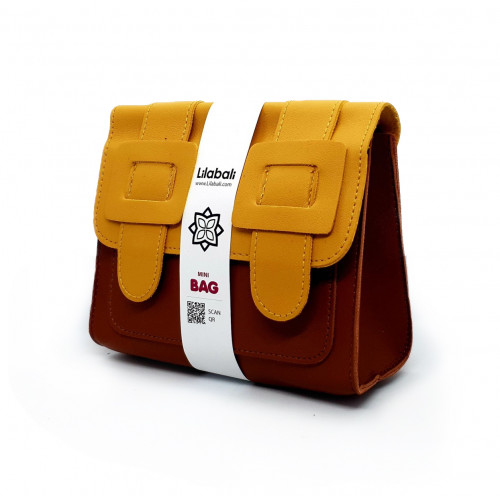 Brown-Yellow Contrast One-shoulder Bag with Special Belt