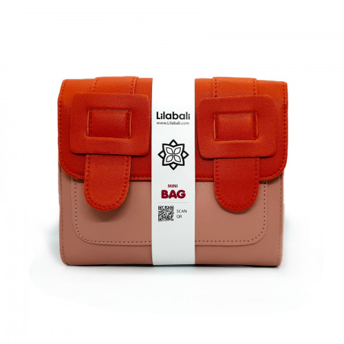 Orange-peach Contrast One-shoulder Bag with Special Belt