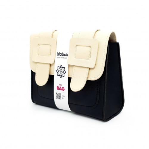 black - white Contrast One-shoulder Bag with Special Belt