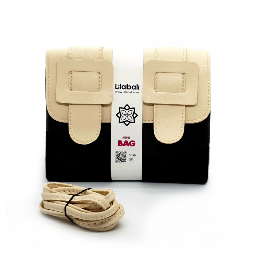 black - white Contrast One-shoulder Bag with Special Belt