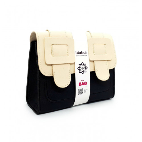 black - white Contrast One-shoulder Bag with Special Belt
