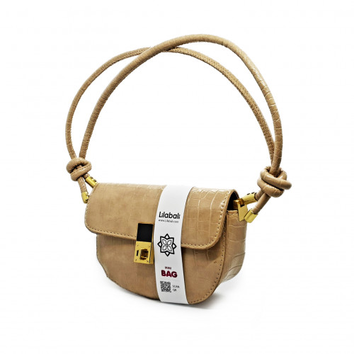 Beige Crocodile Pattern Baguette Ladies Sling Handbag