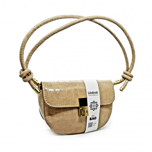 Beige Crocodile Pattern Baguette Ladies Sling Handbag