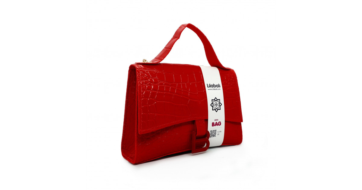 Crocodile Embossed Portable Crossbody Bag -Red