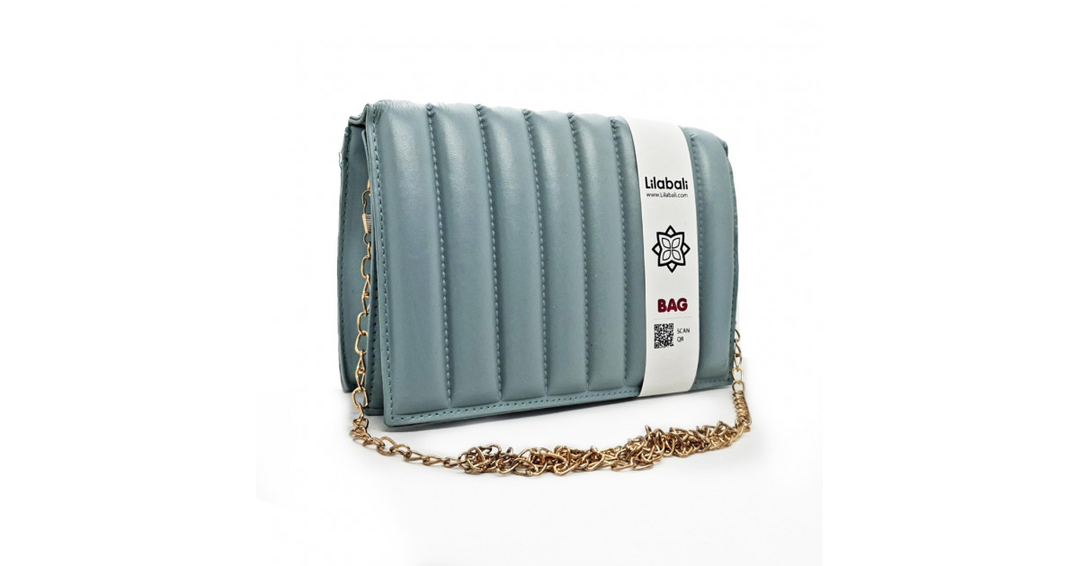 Simple Versatile Portable Stripe Pattern Shoulder Crossbody Bag - Ash Blue
