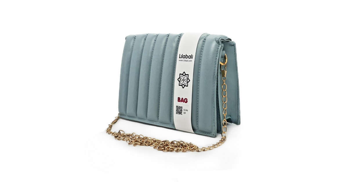 Simple Versatile Portable Stripe Pattern Shoulder Crossbody Bag - Ash Blue