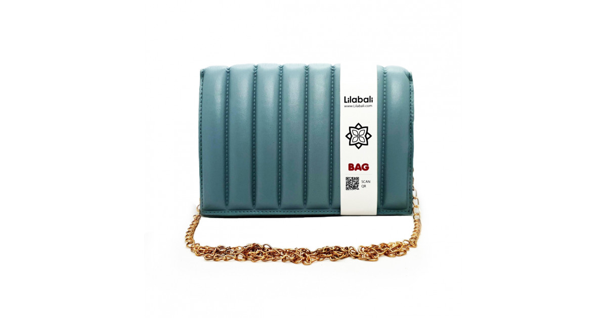 Simple Versatile Portable Stripe Pattern Shoulder Crossbody Bag - Ash Blue